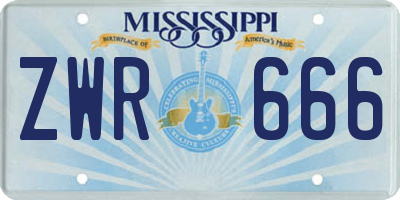 MS license plate ZWR666