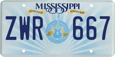 MS license plate ZWR667