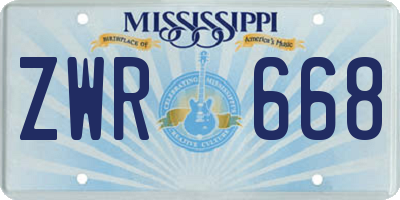 MS license plate ZWR668