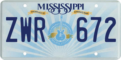 MS license plate ZWR672
