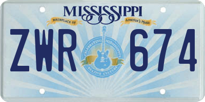 MS license plate ZWR674