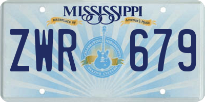 MS license plate ZWR679