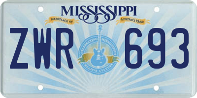 MS license plate ZWR693