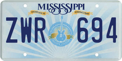 MS license plate ZWR694