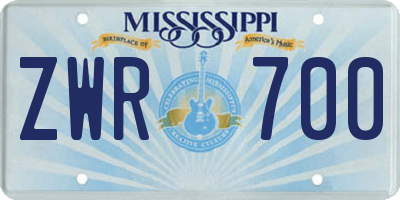 MS license plate ZWR700