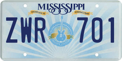 MS license plate ZWR701