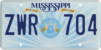 MS license plate ZWR704
