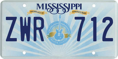 MS license plate ZWR712