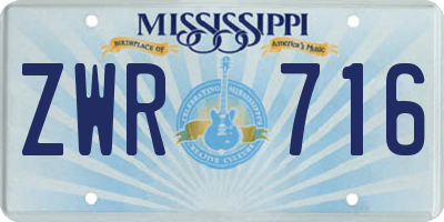 MS license plate ZWR716