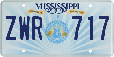 MS license plate ZWR717