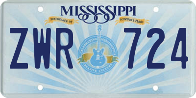 MS license plate ZWR724