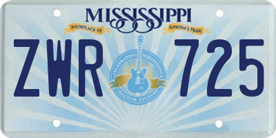 MS license plate ZWR725