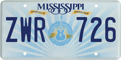 MS license plate ZWR726