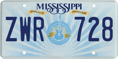 MS license plate ZWR728