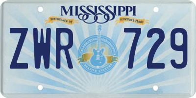 MS license plate ZWR729