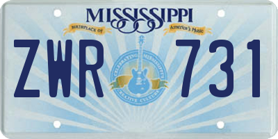 MS license plate ZWR731
