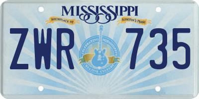 MS license plate ZWR735