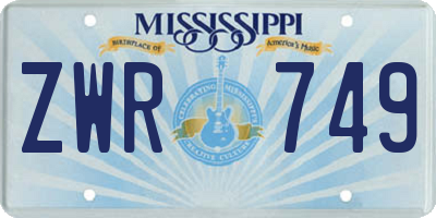 MS license plate ZWR749