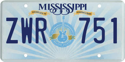 MS license plate ZWR751