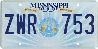 MS license plate ZWR753