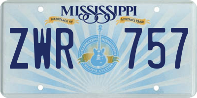 MS license plate ZWR757