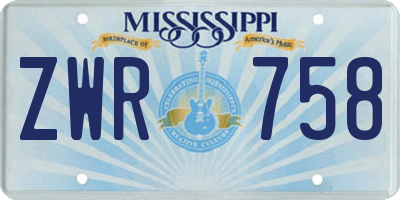 MS license plate ZWR758