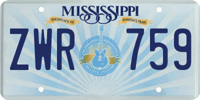 MS license plate ZWR759