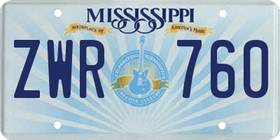 MS license plate ZWR760