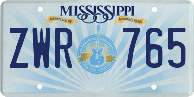 MS license plate ZWR765