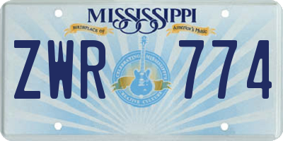 MS license plate ZWR774