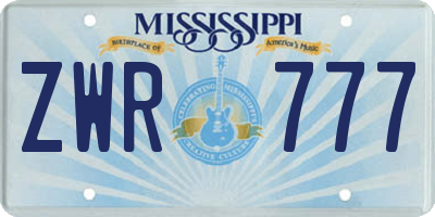 MS license plate ZWR777