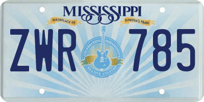 MS license plate ZWR785