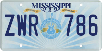 MS license plate ZWR786