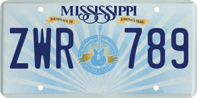 MS license plate ZWR789