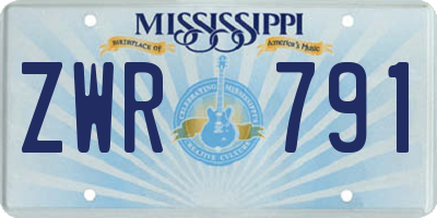 MS license plate ZWR791