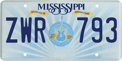 MS license plate ZWR793