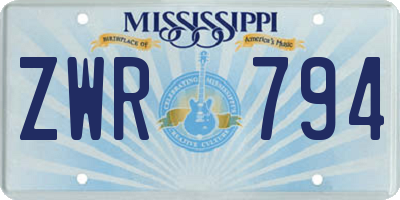 MS license plate ZWR794