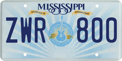 MS license plate ZWR800