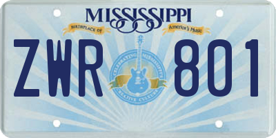 MS license plate ZWR801