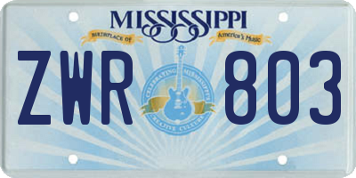 MS license plate ZWR803