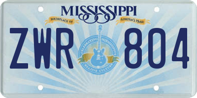 MS license plate ZWR804