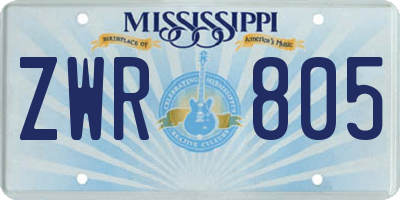 MS license plate ZWR805