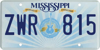 MS license plate ZWR815