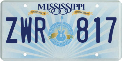 MS license plate ZWR817