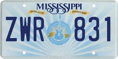 MS license plate ZWR831