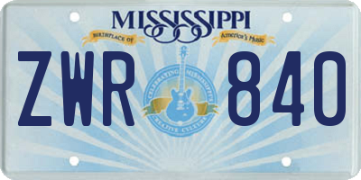 MS license plate ZWR840