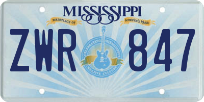 MS license plate ZWR847
