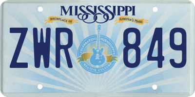 MS license plate ZWR849