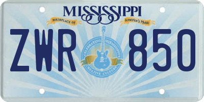 MS license plate ZWR850