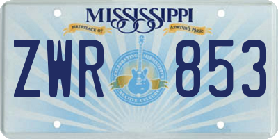 MS license plate ZWR853